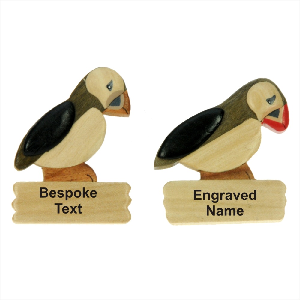 5043s-PLB-PF:  Puffin  Magnets - Your Text (Pack Size 72)